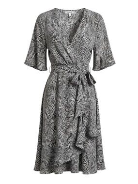 Women's Black & White Printed Midi Dress